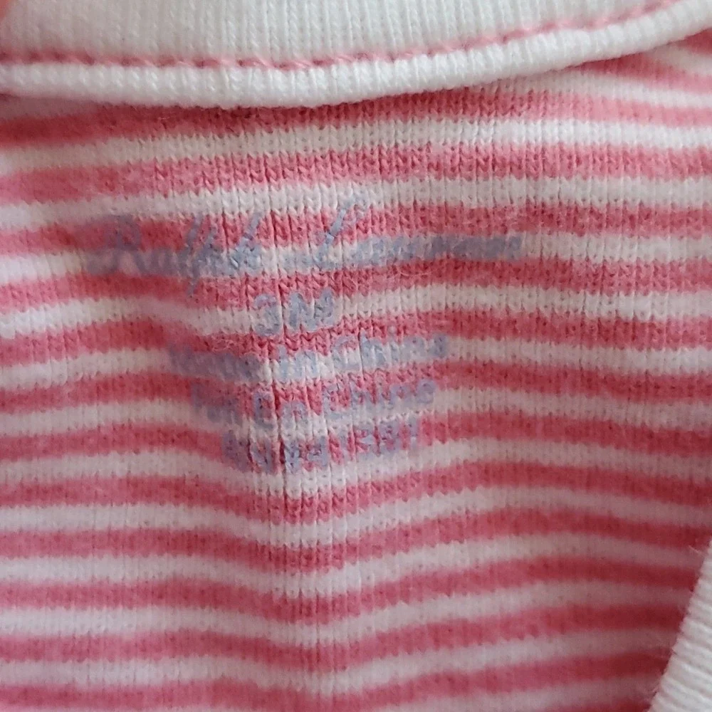 Ralph‎ Lauren Girls Pink Striped 2 Piece Outfit Pajamas 3M